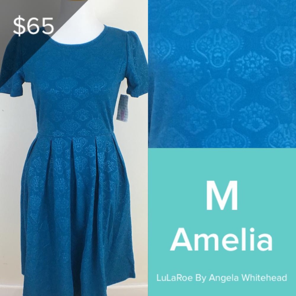 LuLaRoe Amelia M- pocket dress! NWT Solid Blue